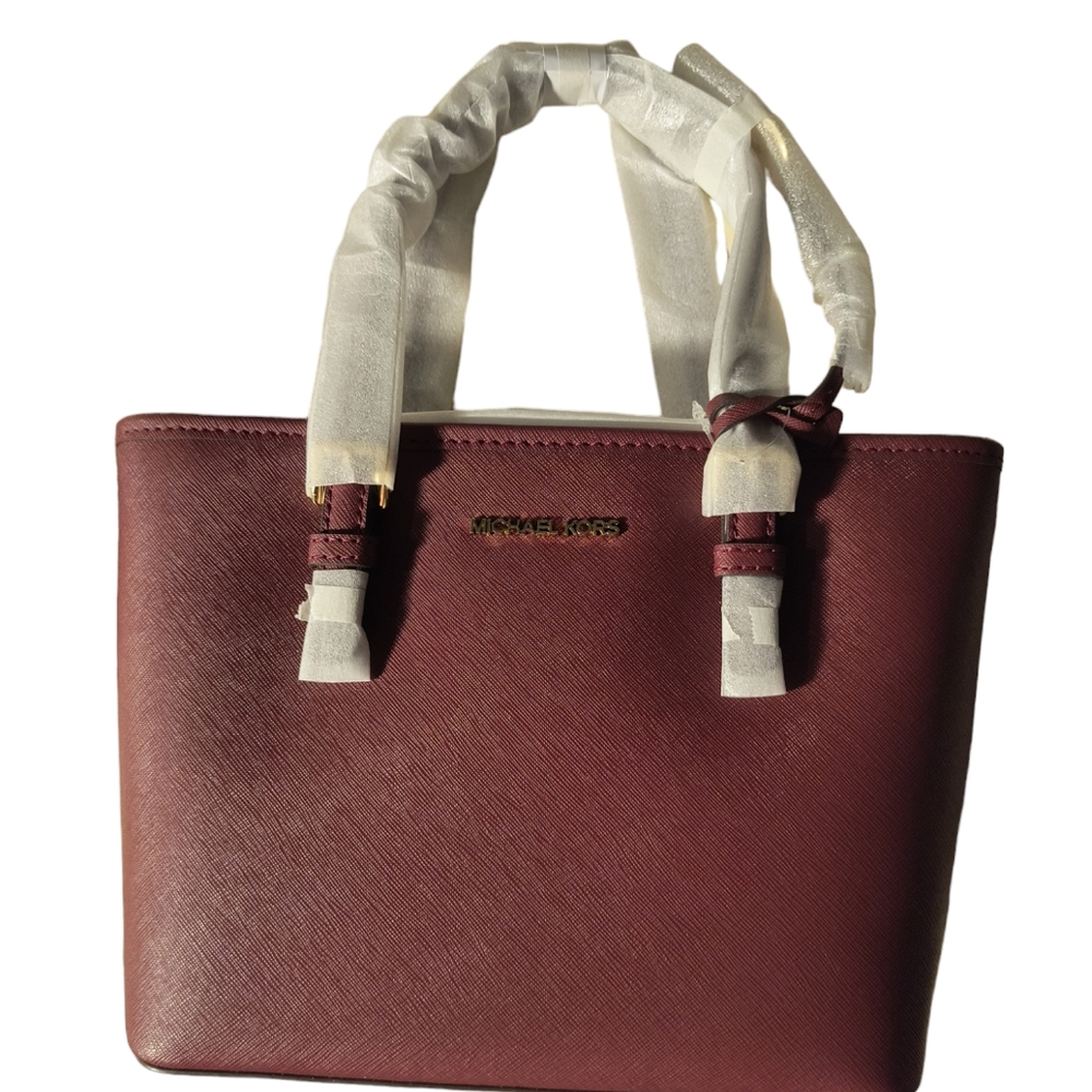 Michael Kors Jet Set Travel XS Saffiano Leather in Dark Cherry Crossbody - Picture 2 of 13